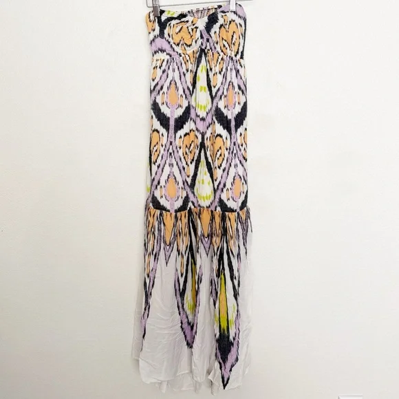 Free People Mojave Aztec Strapless Tie Smocked Open Back Maxi Dress - Picture 10 of 11